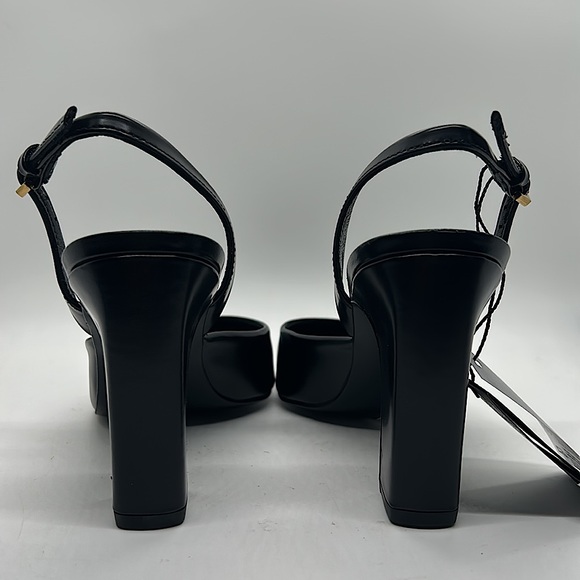 Massimo Dutti NWT Black Leather Pointed Toe Block Heels Sandals Shoes *Sz 5*🔥🔥 - Picture 5 of 7